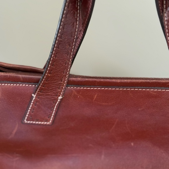 Beautiful Vintage Chestnut Brown Fossil 100% Leather Handbag Purse - Picture 7 of 14